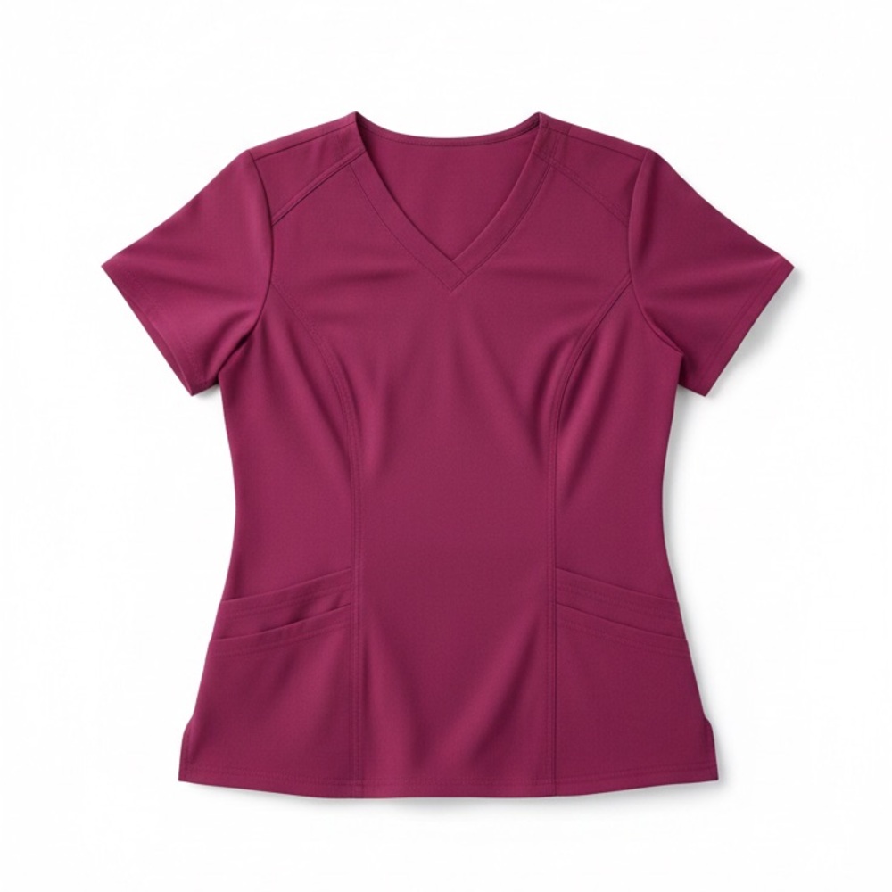 NWT NICHE Scrub Brand 'Endurance' V-Neck Scrub Top Magenta Haze Pink Size M